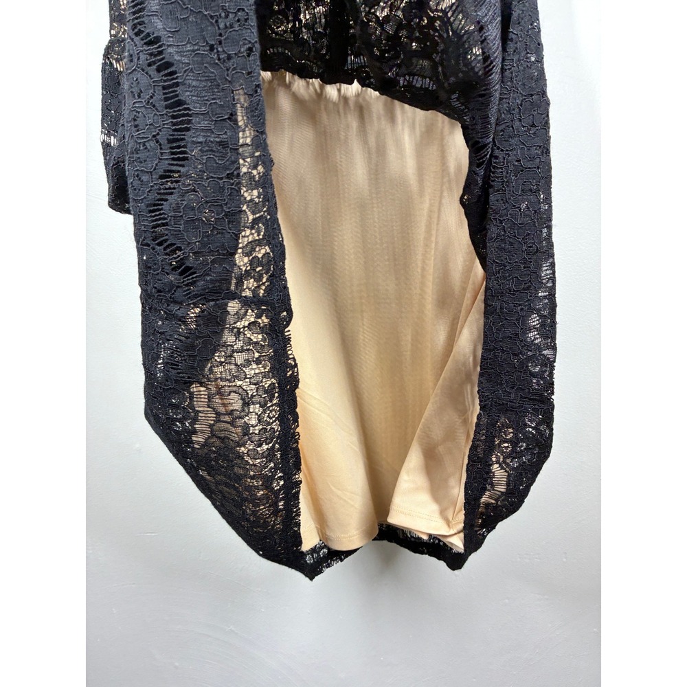 City Triangles Black Lace Nude Lined A Line Dress Keyhole Back Women's XL - Picture 7 of 13